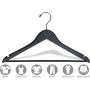 The Great American Hanger Company Black Wood Suit Hanger w/Solid Wood Bar, Boxes of 100 Space Saving 17 Inch Flat Wooden Hangers w/Chrome Swivel Hook & Notches for Shirt Dress or Pants