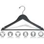 The Great American Hanger Company Black Wood Suit Hanger w/Solid Wood Bar, Boxes of 100 Space Saving 17 Inch Flat Wooden Hangers w/Chrome Swivel Hook & Notches for Shirt Dress or Pants