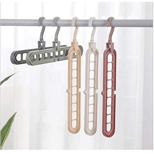 10pcs Random Color 9-Hole Super Saving Space Rotating Multifunction Magic Hanger Plastic Towel Display Hanger Closet Racks Hangers for Clothes