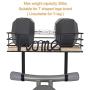 TJ.MOREE Ironing Board Hanger - Laundry Room Iron and Ironing Board Holder, Metal Wall Mount with Large Storage Wooden Base Basket and Removable Hooks (Black)