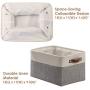 DECOMOMO Large Foldable Storage Bin [3-Pack] Collapsible Sturdy Cationic Fabric Storage Basket Cube W/Handles for Organizing Shelf Nursery Home Closet & Office - Grey & White 15 x 11 x 9.5
