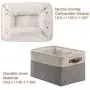 DECOMOMO Large Foldable Storage Bin [3-Pack] Collapsible Sturdy Cationic Fabric Storage Basket Cube W/Handles for Organizing Shelf Nursery Home Closet & Office - Grey & White 15 x 11 x 9.5