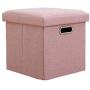 Lihio Folding Storage Ottoman Cube Foot Rest Stool Storage Seat Foldable Storage Boxes Hollow Design Padded with Memory Foam Lid Sofa Bed for Space Saving 11.8x11.8x11.8 Inch,Yellow Pink