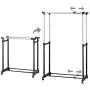 Modern Double Rail Garment Storage Rack, Expandable Rolling Clothes Hanger, Black