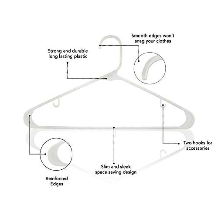 Sharpty White Plastic Hangers, Plastic Clothes Hangers Ideal for