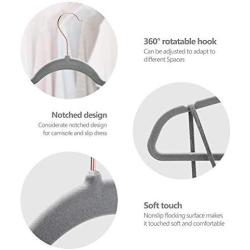 HOUSE DAY Velvet Hangers Non-Slip Velvet Hangers -50 Pack- Heavy Duty Velvet Suit Hangers Velvet Space Saving Non Slip Clothes Hangers,Grey (Renewed)