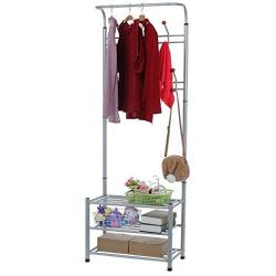 Iusun Coat Rack with 3-Tier Shoe Bench Stand Hall Entryway Storage Shelf Look Accent Furniture for Clothes Hat Bag Hanger Floor Bedroom Multi-Function Simple Clothes Rack-Ship from USA