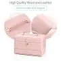 Vlando Mirrored 3 Layers Jewelry Boxes Organizer with Handle, One-Handed High Capacity Soft PU Leather Wooden Decorative Jewelry Storage Case for Bracelets, Earrings, Rings, Necklaces, Brooches (Pink) Vlando Mirrored 3 Layers Jewelry Boxes Organizer with Handle, One-Handed High Capacity Soft PU Leather Wooden Decorative Jewelry Storage Case for Bracelets, Earrings, Rings, Necklaces, Brooches (Pink)