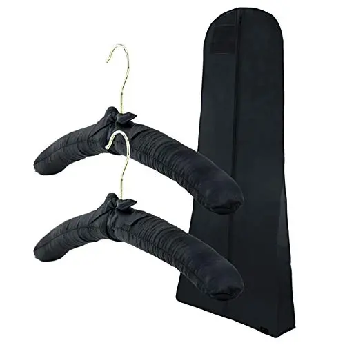 HANGERWORLD 72inch Black Breathable Dress Cover 2 Black 17inch Satin Padded Top Coat Clothes Garment Dress Hangers HANGERWORLD 72inch Black Breathable Dress Cover 2 Black 17inch Satin Padded Top Coat Clothes Garment Dress Hangers