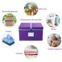 TQVAI Large Folding Lidded Storage Cube Boxes(4 Pack) with Lids/Label Card Holder Non-Woven Stackable Clothes Bin Container Kids Toy Organizer with Dividers, Mint&Purple