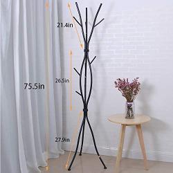 GONGMICF Coat Rack Hat Stand Free Standing Display Hall Tree Metal Hat Hanger Garment Storage Holder with 11 Hooks for Clothes Hats and Scarves in Grey,18.18 Dx70.5 H