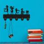 LYX Alien Custom Silihouette Wooden Hanger Unique Gift Clothes Hat Key Hook/Coat Rack/Wall Hook Modern Home Decoration Wall Stickers Kitchen Bathroom Towel Hook,Black Wall Mounted Hook