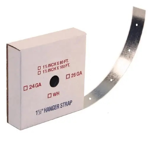Duct Outlet Hanger Strap w/Holes, 1.5" x 80L, 26Ga HVAC