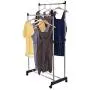 Pentaero 80X42X155Cm Stainless Steel Double Pole Adjustable Rolling Coat Rack, Garment Drying Rack, Floor-Standing Simple Clothes Pole, Indoor Clothes Hanger Bedroom Coat Rack (Black)