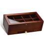ELA Shop Tea Boxes - Acacia Tea Organizer with Golden Accessories, 2 Gold Colored Teaspoons and Honey Stick Included - Housewarming Gift Idea