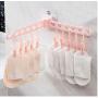 5pcs Random Color 12 Clips Foldable Clothes Hanger Laundry Wall Mounted Drying Rack Holder for Bra Socks Underware Clothes Storage Hook