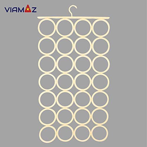 Galeria Chic Scarf Hanger 28 Rings, Hanger Closet Space Saving Hanger for Tie, Glasses, Socks, Scarves, Clothes, Pashminas, Infinity Scarves - Accessories Organizer and Holder | Foldable, Washable