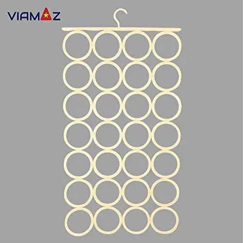 Galeria Chic Scarf Hanger 28 Rings, Hanger Closet Space Saving Hanger for Tie, Glasses, Socks, Scarves, Clothes, Pashminas, Infinity Scarves - Accessories Organizer and Holder | Foldable, Washable Galeria Chic Scarf Hanger 28 Rings, Hanger Closet Space Saving Hanger for Tie, Glasses, Socks, Scarves, Clothes, Pashminas, Infinity Scarves - Accessories Organizer and Holder | Foldable, Washable