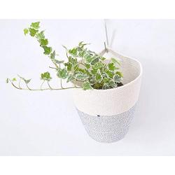 Hanging cotton pot, Natural home decor, Hanging planter, Planter basket, Handle basket, Hanging basket, Kids room storage, Plant hanger Rope