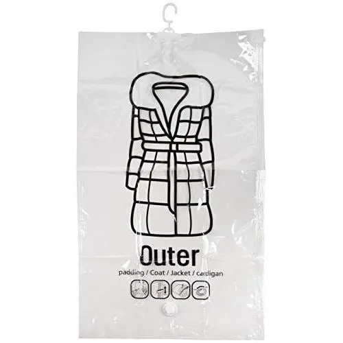 Juvale Hanging Vacuum Storage Bag - 6-Pack Clear Space Saving Bags for Outerwear, Winter Clothes, Short Vacuum Compression Bag, Smart Closet Organizer with 2 Cascading Hangers, 26 x 42.5 Inches Juvale Hanging Vacuum Storage Bag - 6-Pack Clear Space Saving Bags for Outerwear, Winter Clothes, Short Vacuum Compression Bag, Smart Closet Organizer with 2 Cascading Hangers, 26 x 42.5 Inches
