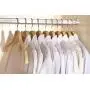 EAZONE Durable Wooden Clothes Hangers Natural Finish Extra Wide with Soft Non-Slip Stripes - 10 Pack