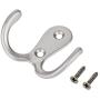 eBoot 15 Pieces Double Prong Robe Hook Retro Cloth Hanger with 30 Pieces Screws (Silver)