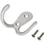 eBoot 15 Pieces Double Prong Robe Hook Retro Cloth Hanger with 30 Pieces Screws (Silver)