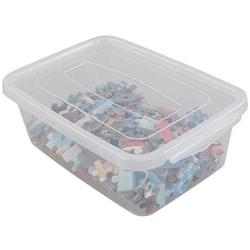 Jekiyo Small Clear Storage Boxes with Lid, Plastic Bin for Office Supplies, 9.3&quotx6.6&quotx3.5" (6 Packs)