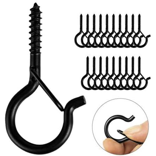 Beheno 20 PCS Q-Hanger, Screw Hooks for Outdoor String Lights, Safety Buckle Design, Easy Release
