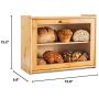 LAURAS GREEN KITCHEN Large Bread Box: Bamboo Bread Boxes with Clear Front Window - Farmhouse Style Bread Holder for Kitchen Counter - Double Layer Bread Storage Bin Holds 2 Loaves (Self-Assembly)
