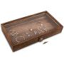 Mooca Natural Wood Glass Top Jewelry Display Case Accessories Storage Boxes with Metal Clasp, Wooden Jewelry Tray for Collectibles, Home Organization with Key Lock, Brown