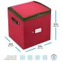 ZOBER Christmas Ornament Storage Boxes with Zippered Closure - Protect & Keeps Safe Up to 64 Holiday Ornaments & Xmas Decorations Accessories, Durable Non-Woven Ornament Storage Container, Two Handles