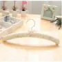 10 Pcs Top Grade White Cotton Fabric Padded Clothes Hanger Rack with Bowknot, Anti-Slip Dress Shirts Hanger with Embroidery Decoration