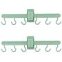 uxcell Plastic Home 6 Hooks Foldable Wall Sticker Clothes Hanger Hook 2pcs Light Green
