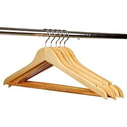 AHHC Solid Cotton Wooden non slip Suit Hanger Organizer for Clothes Pants Bar with Metal Hook (10 Packs)