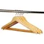 AHHC Solid Cotton Wooden non slip Suit Hanger Organizer for Clothes Pants Bar with Metal Hook (10 Packs)