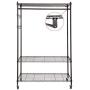 Homdox 3-Tiers Large Size Heavy Duty Wire Shelving Garment Rolling Rack Clothing Rack with Double Clothes Shelves and Lockable Wheels+1 Pair Side Hooks,Black