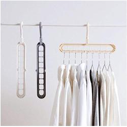9 Holes Space Saver Plastic Magic Hanger Clothes Rack Clothing Hook Closet Organizer Creative Folding Wardrobe Storage Hangers 10pcs Random Color