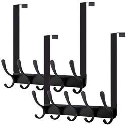 WEBI Over The Door Towel Rack,Over The Door Hook,Door Hanger Over Door Coat Rack Towel Hanger for Hanging Towels,Clothes,Bathroom,Black,2 Packs