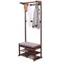 Bamboo Coat Rack Multifunction Storage Floor Coat Bench Change Shoe Bench Shoe Rack Hall Clothes Hanger Hangers Brown