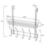 Nandae Over The Door 5 Hooks Shelf Organizer Hanger with Mesh Basket Storage Rack for Bathroom Kitchen Storage Shelves, Chrome