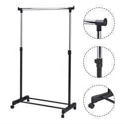 Adjustable Rolling Garment Rack Heavy Duty Clothes Hanger Portable Rail Rack New