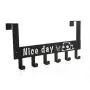 OUSHINAN Over The Door Hook Hanger, Heavy-Duty Organizer for Coat, Towel, Bag, Robe - 6 Hooks, Brush Finish (Black)