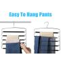 Meetu Pants Hangers 5 Layers Stainless Steel Non-Slip Foam Padded Swing Arm Space Saving Clothes Slack Hangers Closet Storage Organizer for Pants Jeans Trousers Skirts Scarf Ties Towels (4 Pack)