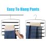 Meetu Pants Hangers 5 Layers Stainless Steel Non-Slip Foam Padded Swing Arm Space Saving Clothes Slack Hangers Closet Storage Organizer for Pants Jeans Trousers Skirts Scarf Ties Towels (Pack of 1)