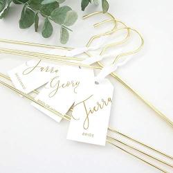 Wedding Dress Hangers - Set of 3 Gold Metal Bridal Hangers - Personalized Gift Tag and Hanger, Robe Hanger, Bridal Hanger, Dress Hanger,Bridesmaid Hanger - H-CH02G