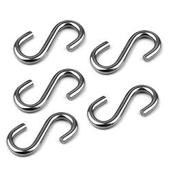 S Hooks,304 Stainless Steel Heavy Duty S Hooks 5PCS, 3.2 inches Long and 5/16 inches Thick,S Shaped Hanging Hook is Used to Hang Any Objects in hammocks, Swings, workshops or garages