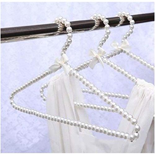 5pcs Random Color Clothes Hanger, Plastic Pearl Beaded Clothes Dress Coat Hangers