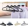 10pcs Random Color Clothing Storage Non-Slip Ultra-Thin 360 Degree Swivel Flocked Adult Clothes Hangers with Tie Bar Notched Shoulders