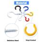 Glarks 100-Pieces 6 Sizes Vinyl Coated Cup Hooks Screw-in Ceiling Hooks Screw Hooks Mug Hooks Hangers Assortment Kit for Home and Office Use - White, Black, Red, Blue, Yellow